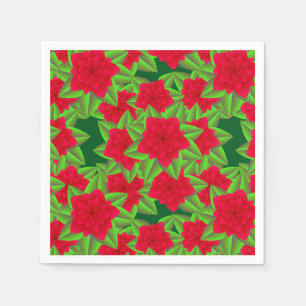 Serviette En Papier Camellias rouge foncé et Feuilles verts