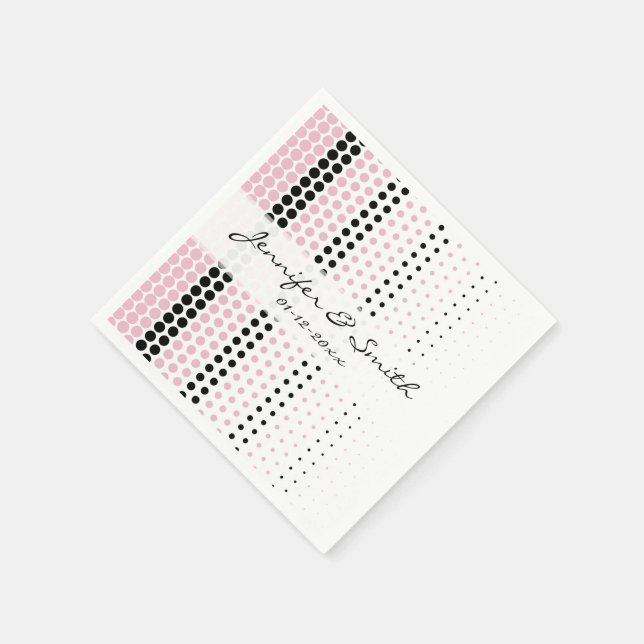 Serviette En Papier Cameo rose et pois noir (Coin)