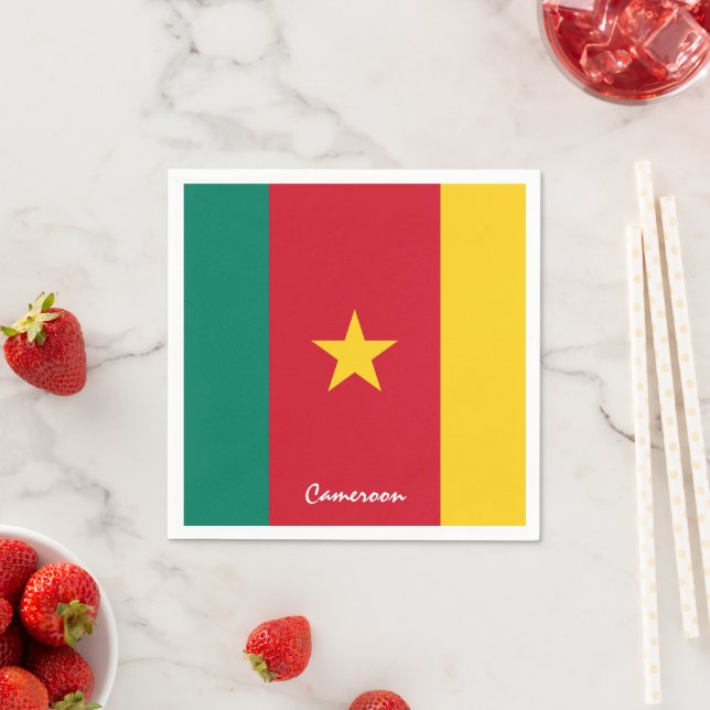 Serviette En Papier Cameroun & Cameroun Flag party mode / fan de sport (En situation)