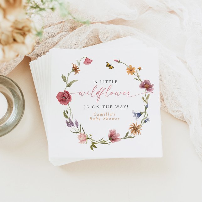 Serviette En Papier CAMILLA Papillon Fleur sauvage Baby shower fille (Créateur téléchargé)