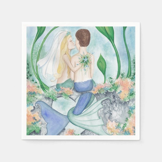 Serviette En Papier Camille Grimshaw I Do Mermaid Mariage Napkins (Devant)