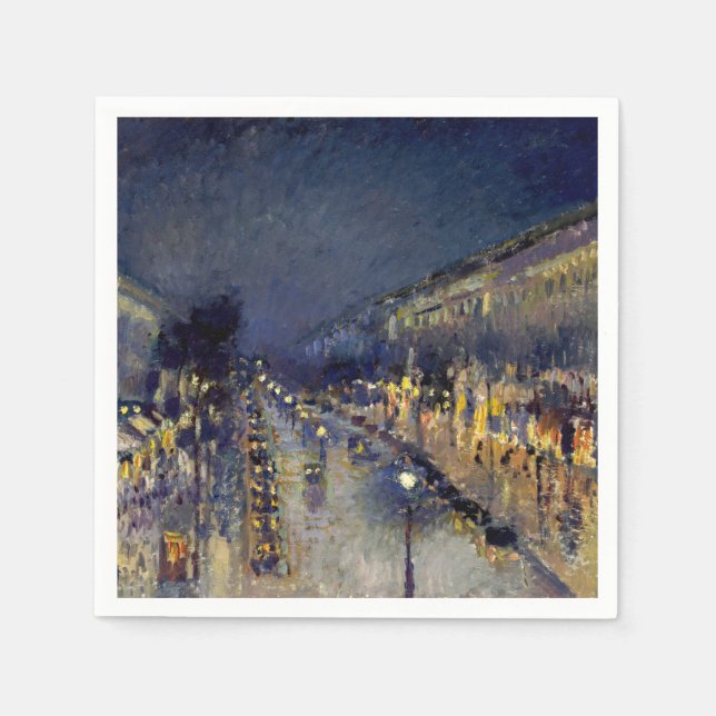 Serviette En Papier Camille Pissarro - Boulevard Montmartre en nuit (Devant)