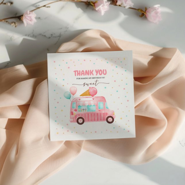 Serviette En Papier Camion à glace rose Voici l'anniversaire de la Sco (Créateur téléchargé)