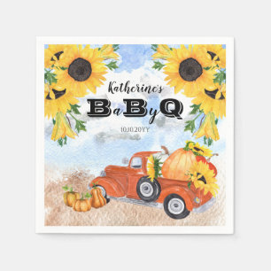Serviette En Papier Camion Citrouille Automne   Sunflowers Baby BBQ Do