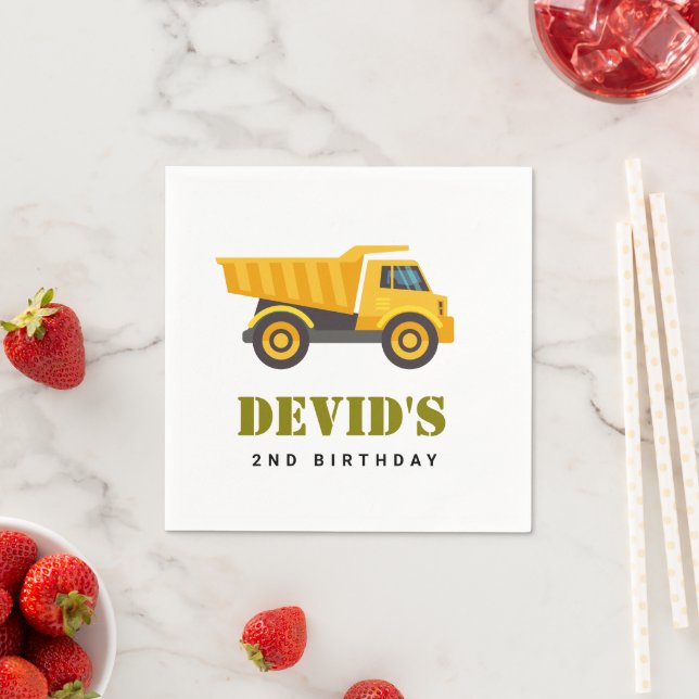 Serviette En Papier camion de construction Anniversaire (En situation)
