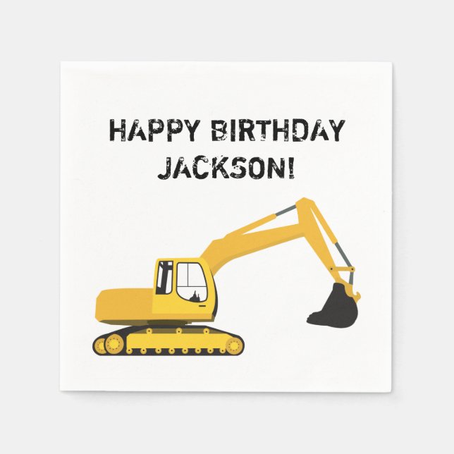 Serviette En Papier Camion de construction de excavateur personnalisé (Devant)