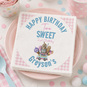 Serviette En Papier Camion de Glace Garçon Deux Douce 2ème Fête d'Anni