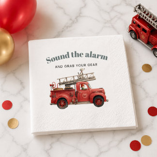 Serviette En Papier Camion de pompiers Anniversaire Sonnez l'alarme