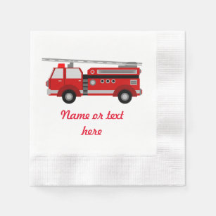 Serviette En Papier Camion de pompiers rouge avec le texte