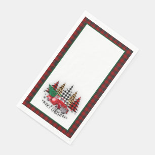 Serviette En Papier Camion et arbres de Noël joyeux