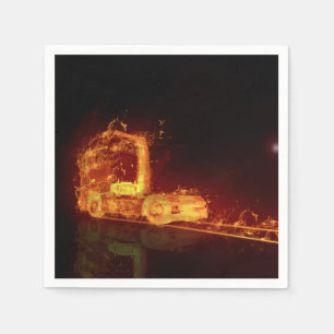 Serviette En Papier Camion feu rouge dans les flammes d'incendie
