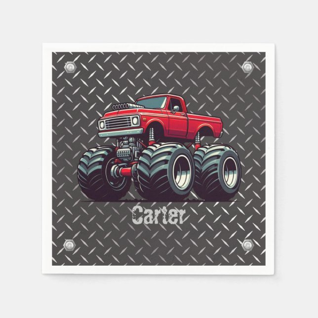 Serviette En Papier Camion monstre rouge (Devant)