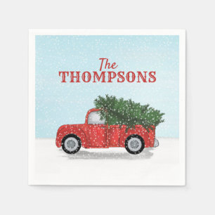 Serviette En Papier Camion Rouge Arbre de Noël Cute personnalisée