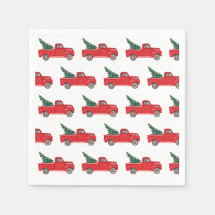 Serviette En Papier Camion rouge avec peinture artistique