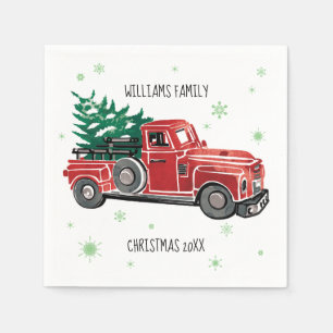 Serviette En Papier Camion Vintage de Noël avec Flèches de neige