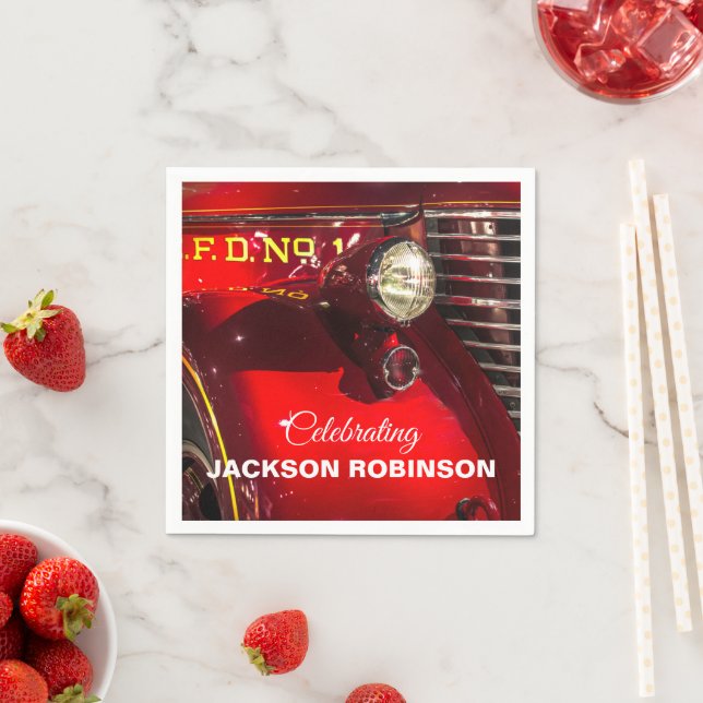 Serviette En Papier Camion vintage Red Fire (En situation)