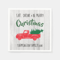 Camion Vintage rouge Russe Papier de Noël Napkin