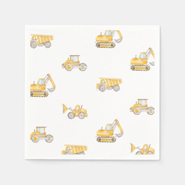 Serviette En Papier Camions à benne basculante d'anniversaire de const (Devant)