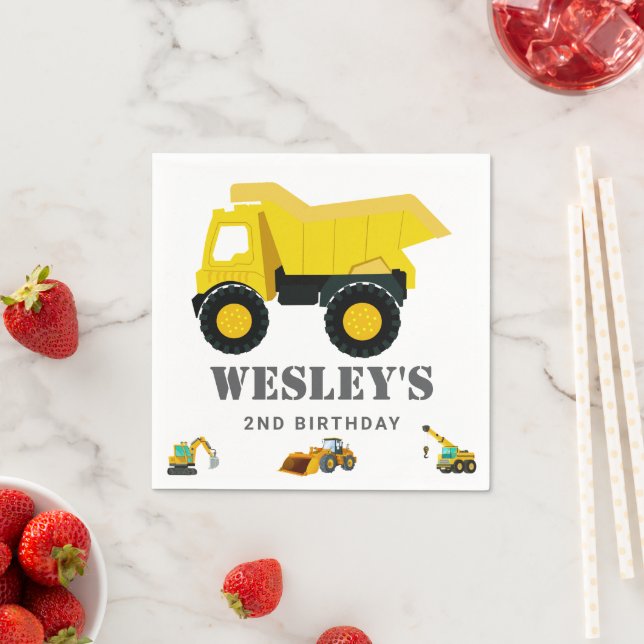 Serviette En Papier Camions de construction Anniversaire (En situation)