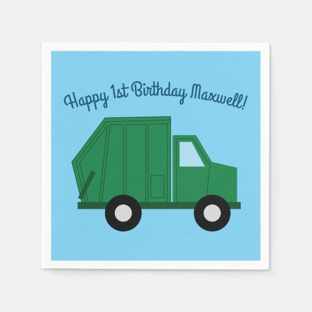 Serviette En Papier Camions fête d'anniversaire (Devant)