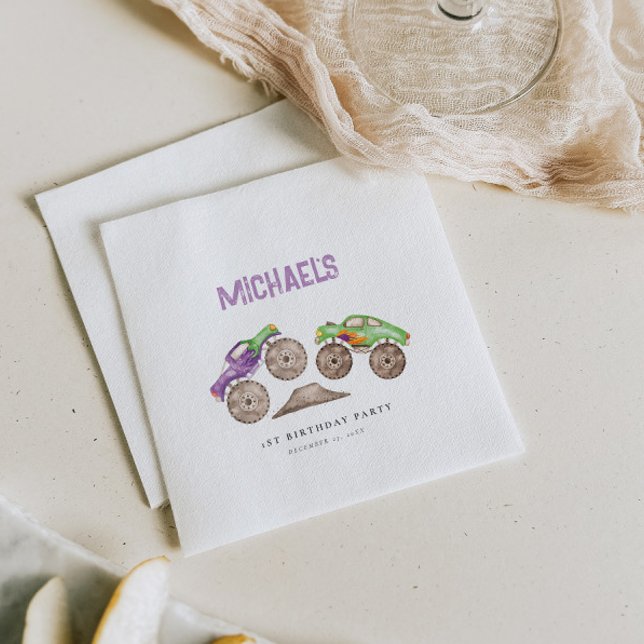 Serviette En Papier Camions pourpres Monster Bash Anniversaire (Créateur téléchargé)