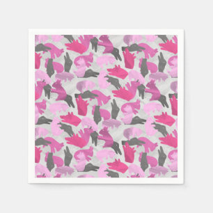 Serviette En Papier Camouflage animal Silhouette rose