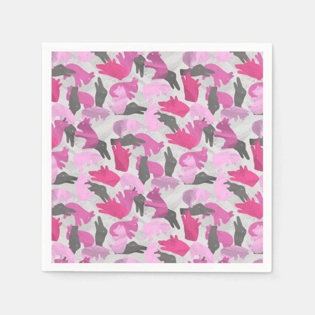 Serviette En Papier Camouflage animal Silhouette rose (Devant)