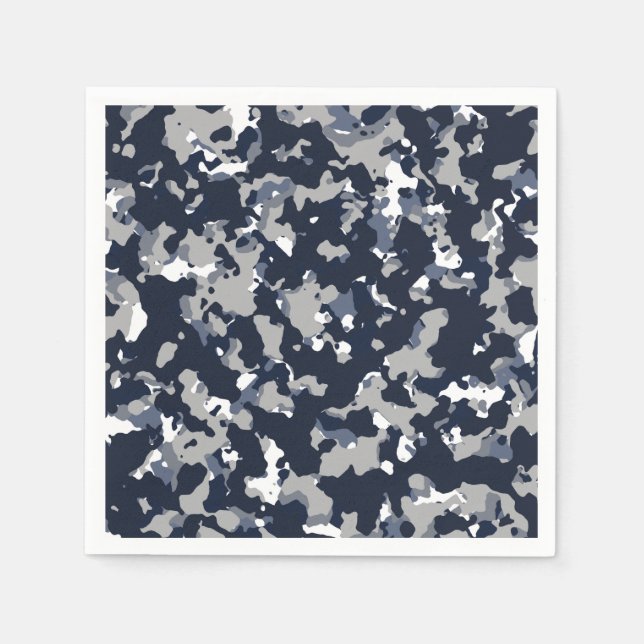 Serviette En Papier Camouflage blanc gris bleu Camo Motif Party (Devant)