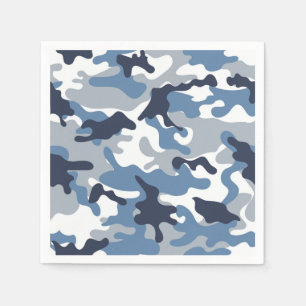 Serviette En Papier Camouflage bleu et blanc