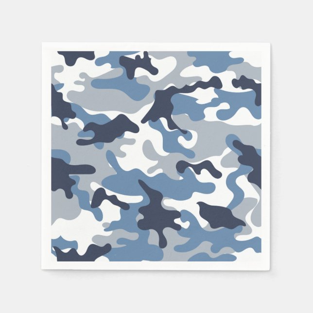Serviette En Papier Camouflage bleu et blanc (Devant)