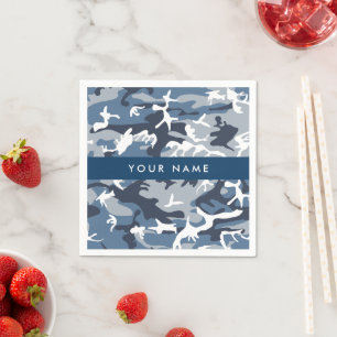 Serviette En Papier Camouflage bleu neige d'hiver Votre nom Personnali