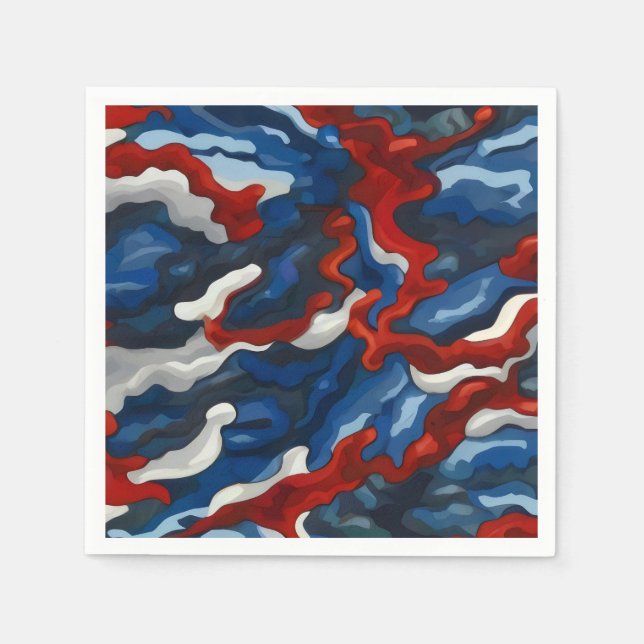 Serviette En Papier camouflage bleu rouge (Devant)