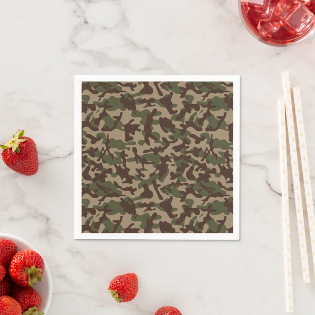 Serviette En Papier Camouflage Bois Profond  (En situation)
