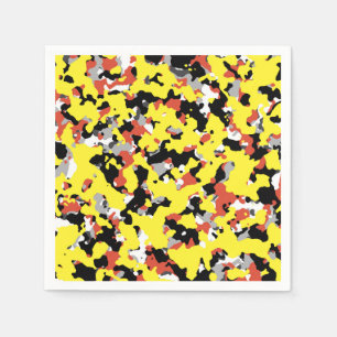 Serviette En Papier Camouflage Camo Party Jaune Rouge Noir Gris