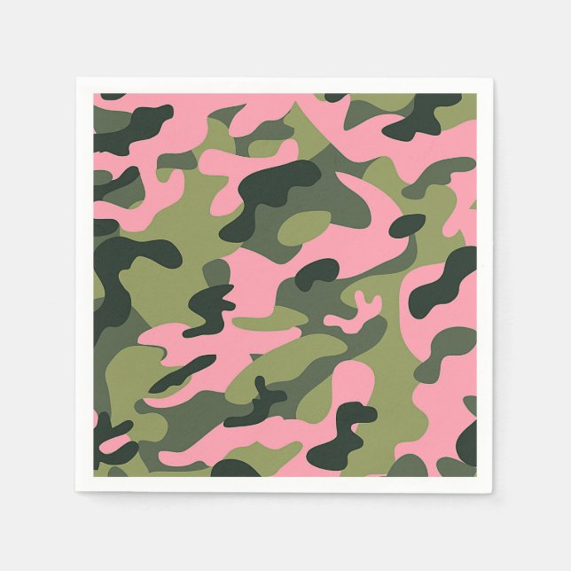 Serviette En Papier Camouflage de l'armée verte rose Country Anniversa (Devant)