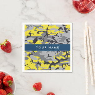 Serviette En Papier Camouflage jaune et gris Votre nom Personnalisez