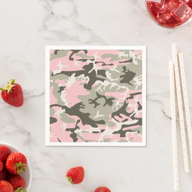 Serviette En Papier Camouflage rose et vert, Militaire, Armée (En situation)