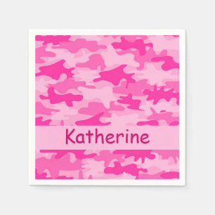 Serviette En Papier Camouflage rose Nom personnalisé Parti