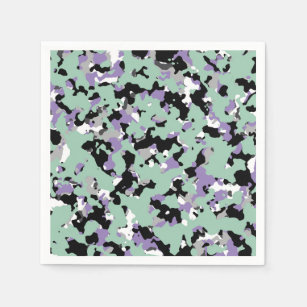 Serviette En Papier Camouflage vert et violet à la menthe