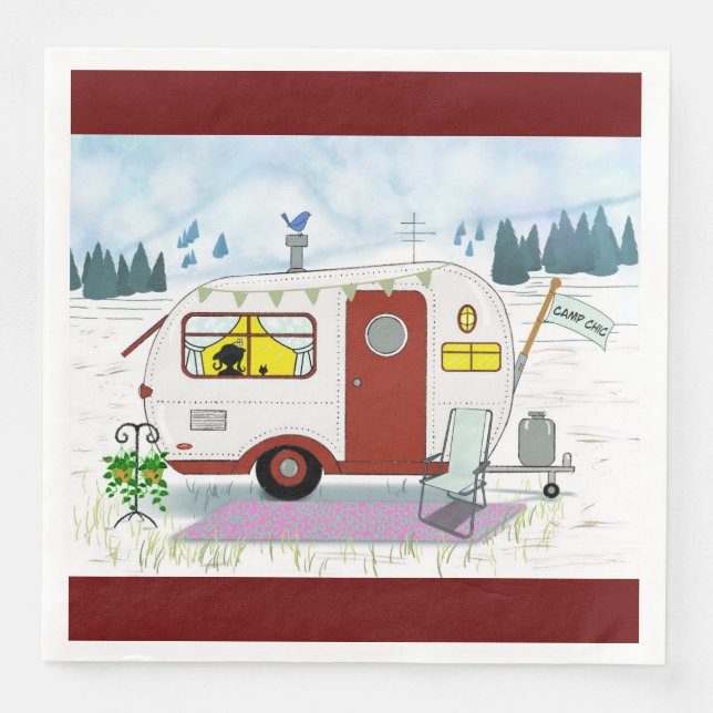 Serviette En Papier Camp Chic Papier Napkin (Devant)