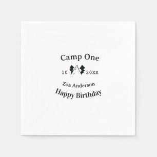Serviette En Papier Camp un joyeux anniversaire nom date campingaventu