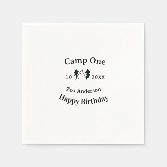 Serviette En Papier Camp un joyeux anniversaire nom date campingaventu (Devant)