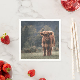 Serviette En Papier Campagne d'herbe d'automne de la vache de haute-te