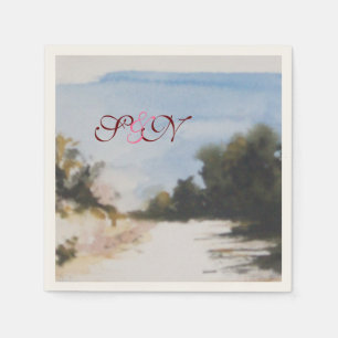 SERVIETTE EN PAPIER CAMPAGNE ENSOLEILLÉE DANS LE MONOGRAMME TOSCANE