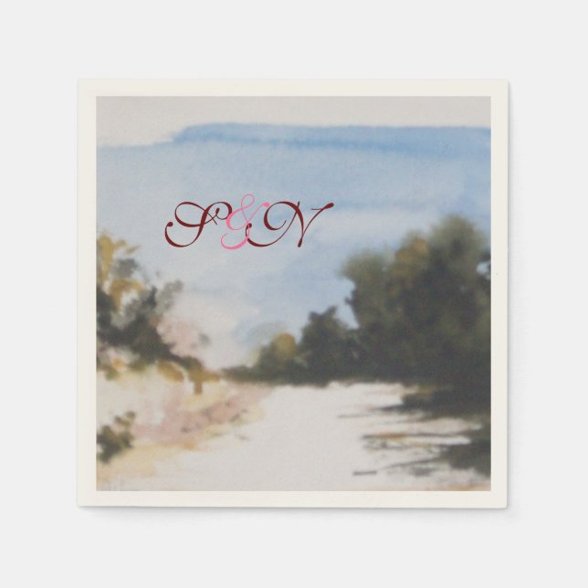 SERVIETTE EN PAPIER CAMPAGNE ENSOLEILLÉE DANS LE MONOGRAMME TOSCANE (Devant)