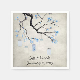 Serviette En Papier Campagne Mason Jars à Cornflower Blue Mariage