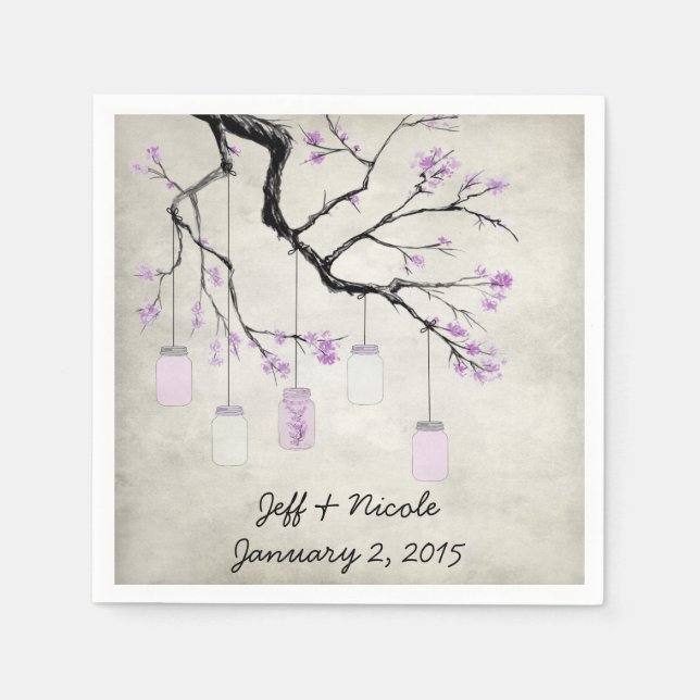 Serviette En Papier Campagne Mason Jars dans le Mariage de lavande (Devant)