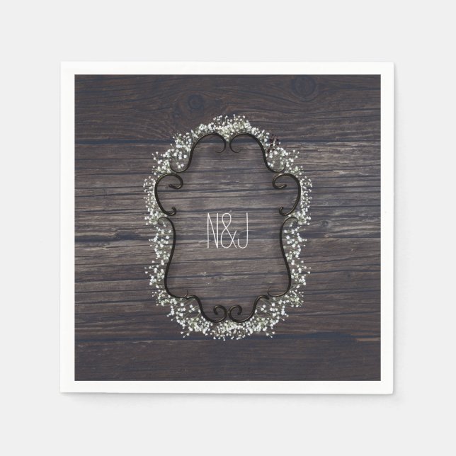 Serviette En Papier Campagne rustique occidentale bébé souffle & bois (Devant)