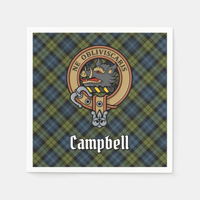 Serviette En Papier Campbell Crest sur Tartan (Devant)