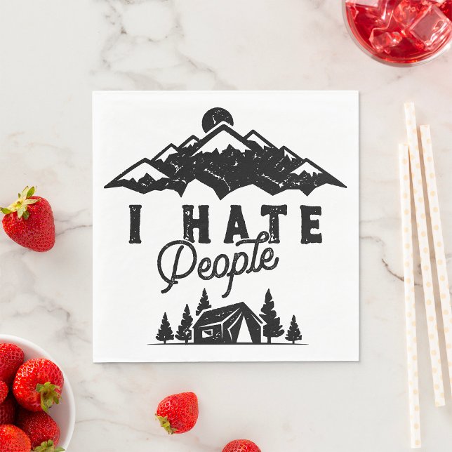 Serviette En Papier Camping Anti-Social Drôle Je Déteste Les Gens (Créateur téléchargé)